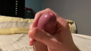 Close Up Solo Amateur Handjob with Precum and Cumshot