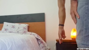 Masked Intruder: Big Cock Adventure in Friend's Bed with Fleshlight - Moans & Cum - Hotsportfitboy