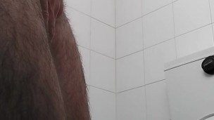 Bi curious Handjob at the work bathroom