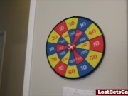 Strip Darts ends with him getting a blowjob and fucking the sexy blonde 6/16