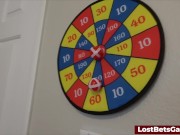 Strip Darts ends with him getting a blowjob and fucking the sexy blonde 7/16