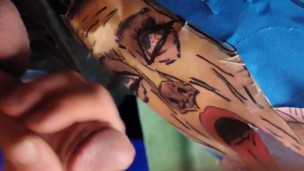 Stroking to art, then cumming all over the drawing