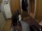 As my slave cleans my sole, I hit him in the face 2/16