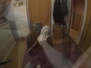 As my slave cleans my sole, I hit him in the face 9/16