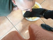 Coming home for lunch and my slave greets me 3/16