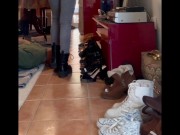 When my slave tries to eat I walk and step on him 11/16