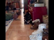 When my slave tries to eat I walk and step on him 5/16