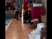 When my slave tries to eat I walk and step on him 6/16