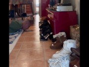 When my slave tries to eat I walk and step on him 7/16