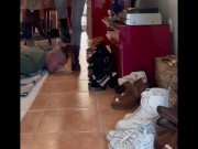 When my slave tries to eat I walk and step on him 8/16