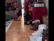 When my slave tries to eat I walk and step on him 9/16