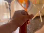 The neighbor sucks my cock while her boyfriend calls her we end up fucking in the living room 8/16