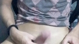 My guy drips delicious cum from his penis, tastes it and swallows it drop by drop