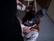 She wanted to drink milk, so I filled her mouth to the top with milk.