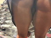 Shoe Store Assistant Enjoying UPSKIRT NO PANTIES View while Assisting a Hot Girl 7/16