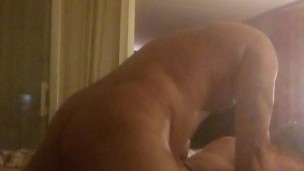 Step fantasy fucking pretty girl with long brunette hair doggystyle with bouncing ass and tits