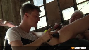 Blond Sub Got His Tiny Arse Fucked By A Huge Dildo
