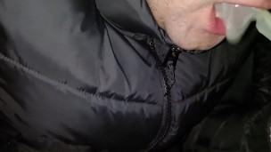 Eating cum from used condom I found