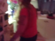 Caught long brunette hair gets on her hands and knees and shakes her ass, after drinking and smoking
