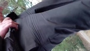 Young twink saw a public cruising wanker by his path, so he offered him a hand