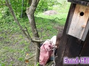 Hut in the Woods |Long Labia Teen with wet and creamy pussy outdoors 3/16