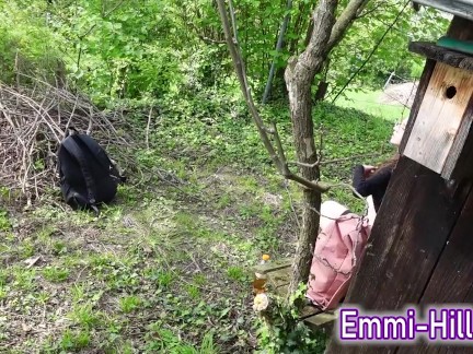 Hut in the Woods |Long Labia Teen with wet and creamy pussy outdoors
