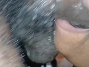 DADDY FAT DICK ALL DOWN HER SLOPPY THROAT WHILE BIG WET BALLS SLAP HER CHIN!!!!!! 7/16