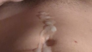 I'm jerking off while you watch, then you lick me clean after my Huge Cumshot all over my Six-pack!"