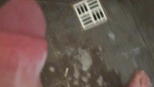 Risky public jerk off in hostel shower room over seeing other guys dicks