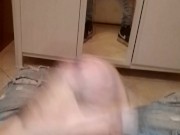 Sega con parolacce, tanta sborra nello specchio 7/16