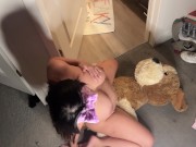 Chubby girl humps giant teddy bear 15/16