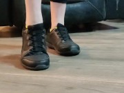 Waitress after work smelly shoes and sweaty sock removal 1/16