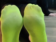 Waitress after work smelly shoes and sweaty sock removal 10/16