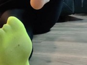 Waitress after work smelly shoes and sweaty sock removal 11/16