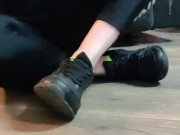 Waitress after work smelly shoes and sweaty sock removal 4/16