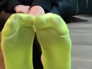 Waitress after work smelly shoes and sweaty sock removal 9/16