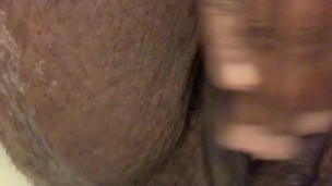 Dripping wet Chubby FTM plays with fat clit