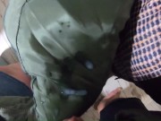 Preview- Cheating wife blow her husband friend while waring a hot jumpsuit and a fur hooded downjack