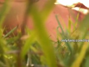 Redhead masturbates with legs wide open on the grass just for you 11/16