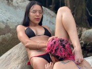 ME CORRO! Que rico se humedecen mis dedos con el cum de mi novia en el río 8/16