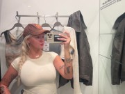 *HUGE TITS* public changing room | see through clothing 12/16
