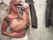 *HUGE TITS* public changing room | see through clothing 13/16