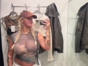 *HUGE TITS* public changing room | see through clothing 5/16