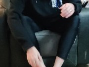 Removing my sweaty boots and socks and putting on my flats 11/16