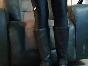 Removing my sweaty boots and socks and putting on my flats 2/16