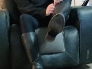 Removing my sweaty boots and socks and putting on my flats 3/16