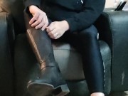 Removing my sweaty boots and socks and putting on my flats 6/16