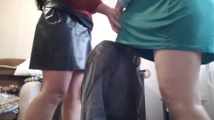 I take turns licking the pussies of my two mistresses - Lesbian_illusion