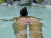 Hot Monika Fox In Pink Bikini Swims In Pool And Walks