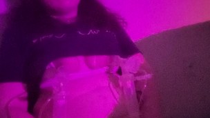 Solo milf masturbation with breast pump